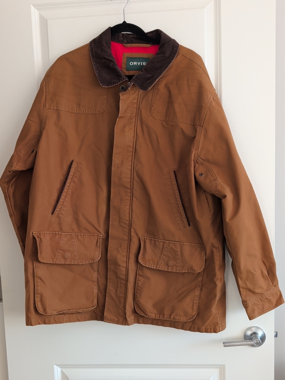 Orvis Men's Tan Brown Field Coat with Dark Corduroy Collar